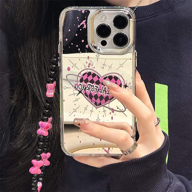 Zhitai 3-in-1 Mirror Case for iPhone 15/14/13 Pro with Mobile Chain