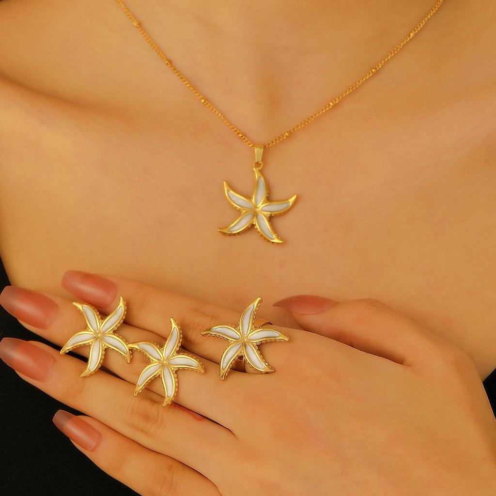 High-quality 2026 Jewelry, Ocean Wind, Starfish, Conch, Turtle Pendant Set, Women's Accessories, Light Luxury and High-end Jewelry.