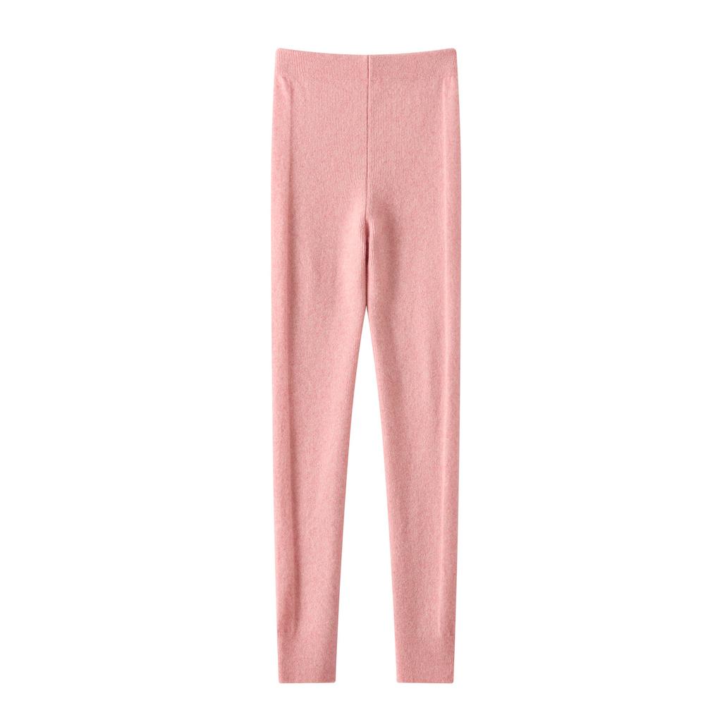 100% Pure Cashmere Leggings Women's Slimming, High-Elasticity Knitted Thermal Tights KTY