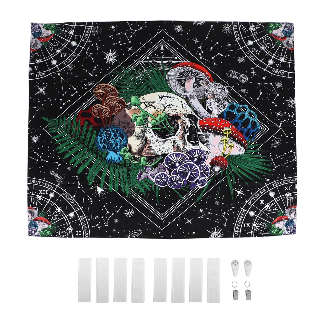 Decorative Tapestry Colorful Mushroom Skull Pattern Soft Lightweight Exquisite Beautiful Backdrop