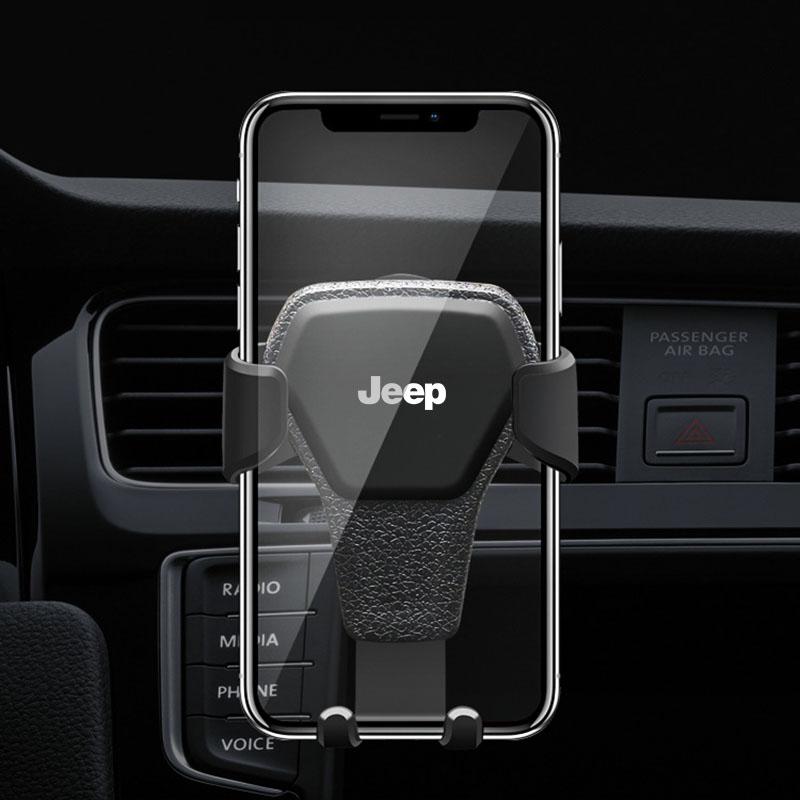 Gravity Car Badge Phone Holder Bracket Air Clip Mount Stand Accessories For Jeep Big Wrangler Grand Cherokee New Energy Gladiator SRT Wrangler
