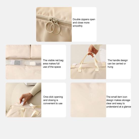 Clothes Storage Bag Suitcase Organizer Bag Large Capacity Multiple Compartments Dustproof Hanging Foldable Luggage Organizer Bag