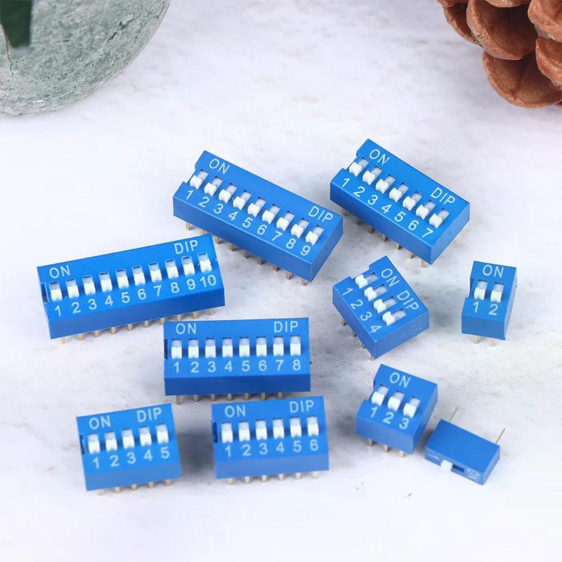 10 Stück Schiebeschaltermodul 1 2 3 4 5 6 7 8 10 Pins DIP-Schalter-Kit 2,54 mm Kippschalter Blaue Schnappschalter