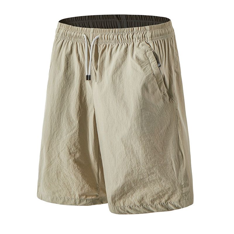 Men's Quick-Dry Ice Silk Shorts, Summer New Style, Loose-Fitting Casual Mid-Length Shorts, Trendy Sports Beach Shorts