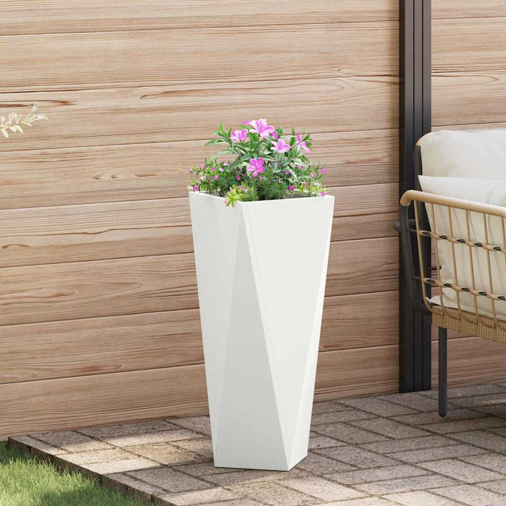 Plant Pot White 30 X 30 X 75 Cm Steel
