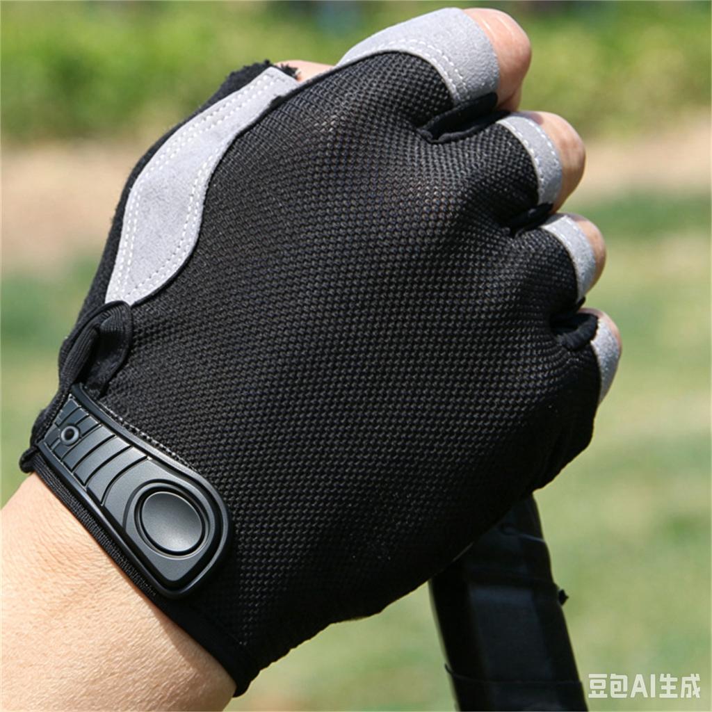 Cycling Half Finger Gloves Non Slip Breathable Lightweight Comfortable Palm Padding Adjustable Wrist Strap for Outdoor Sports