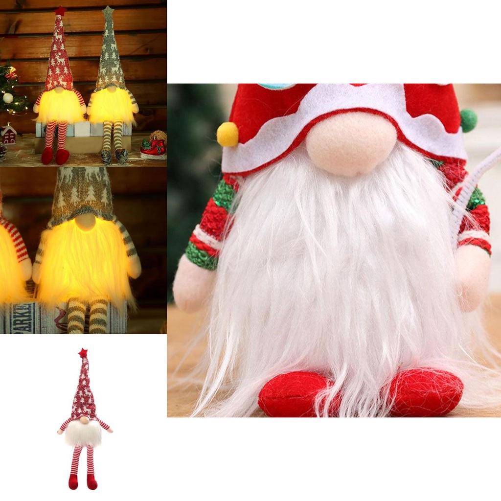 Festive Christmas Gnomes With Led Lights Plush Stuffed Doll Home Decor