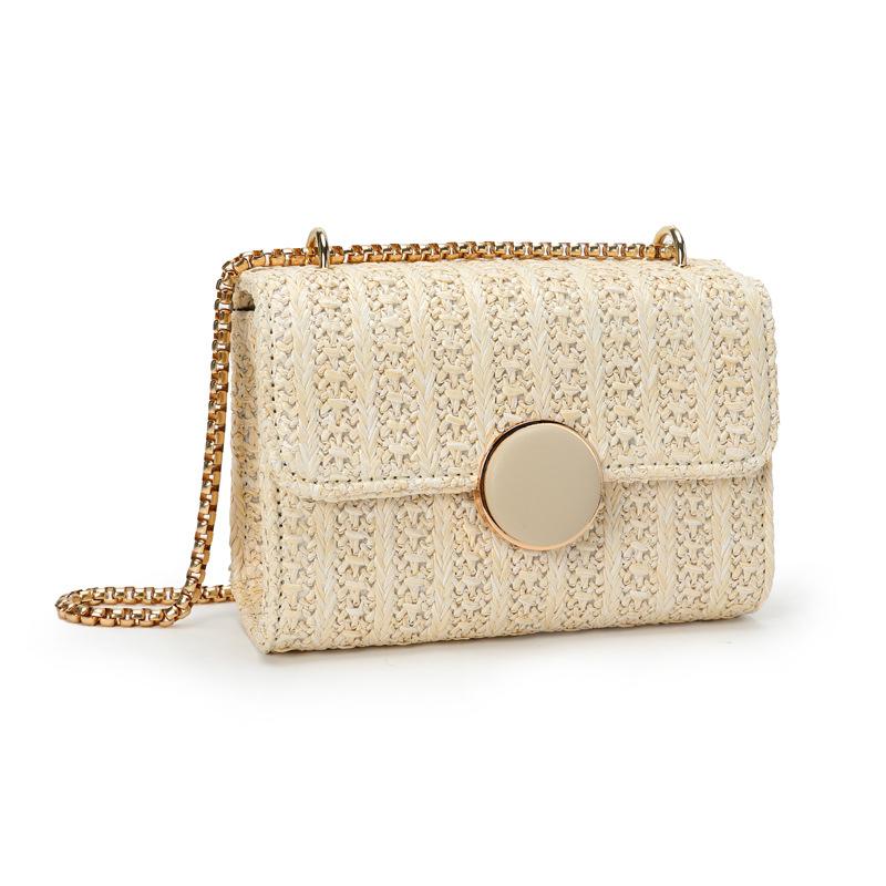 

2026 new women s messenger bag summer straw woven Beach bag for ladies chain small shoulder bags bolsa feminina Beige handbag 18X14X6.5CM белый