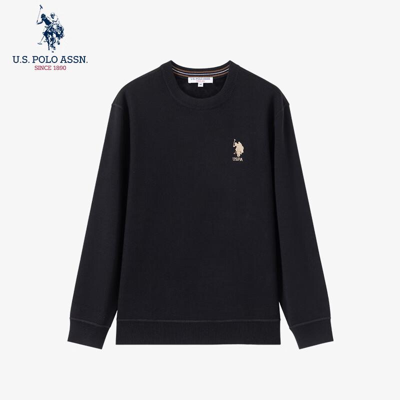 NÁS. POLO ASSN. Pánský úpletový svetr s kulatým výstřihem z čisté bavlny