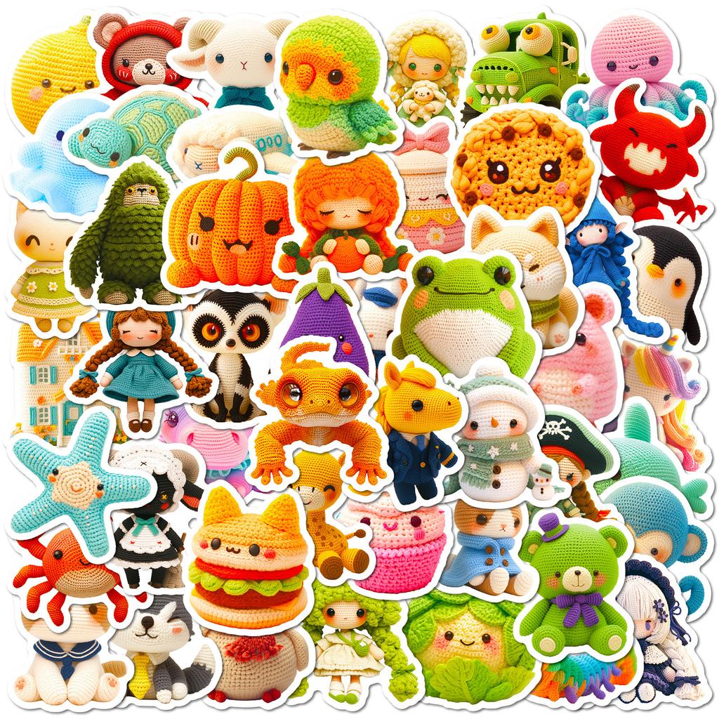 50 Crochet Dolls Cartoon Graffiti Stickers Tumu Frog Starfish Ins Wind Decorative Suitcase