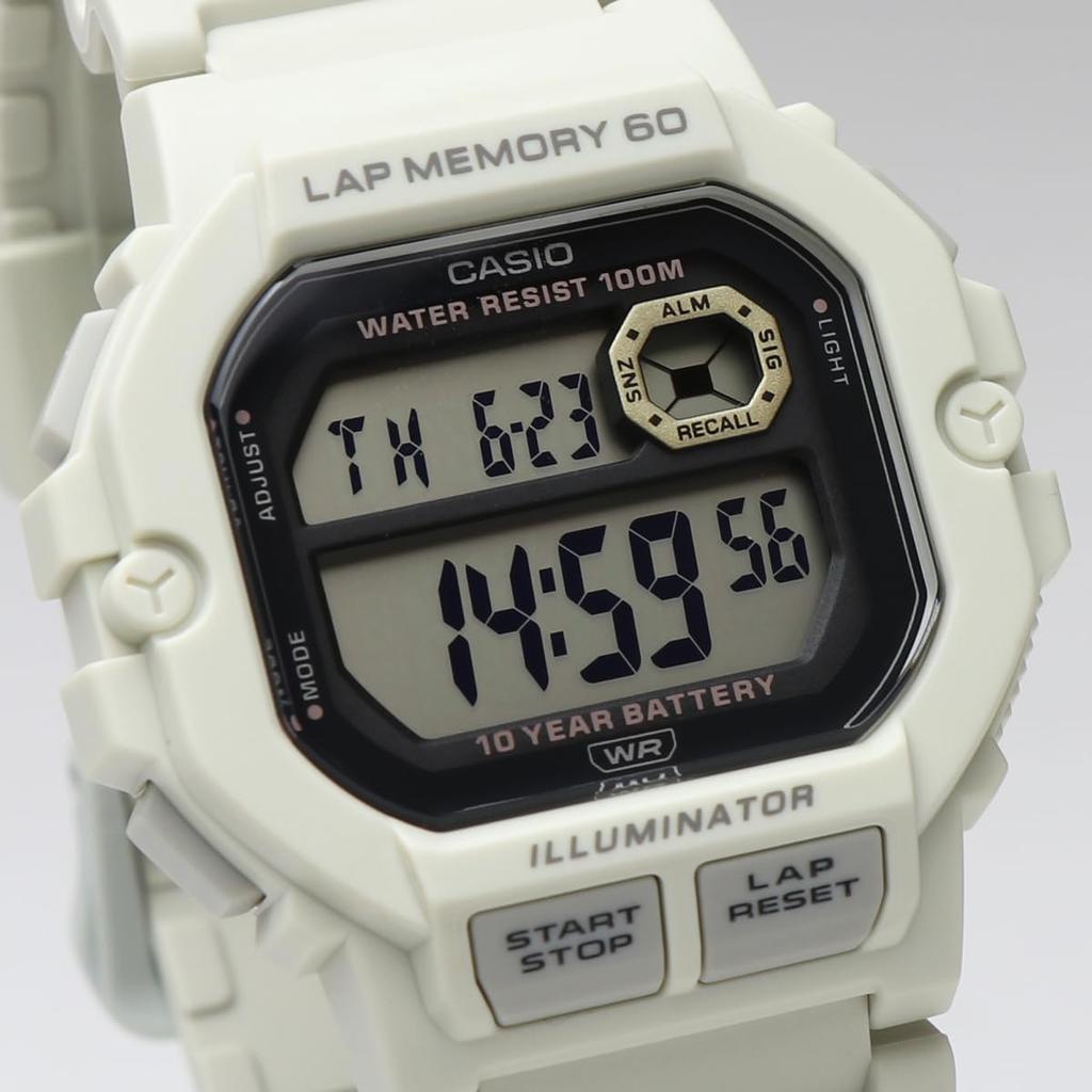 Casio Digital Watch - WS-1400H - Square Digital 60 Lap Memory Watch, Sports, Running, Jogging, (Sand)