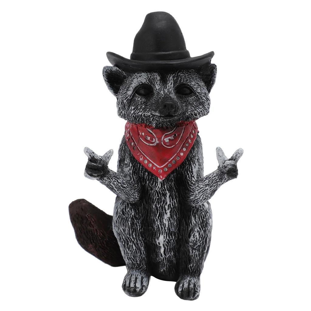 Raccoon Figurine Funny Lifelike Decorative Resin Wild Animal Statue Ornament For Desk Bookshelf Mantelpiece