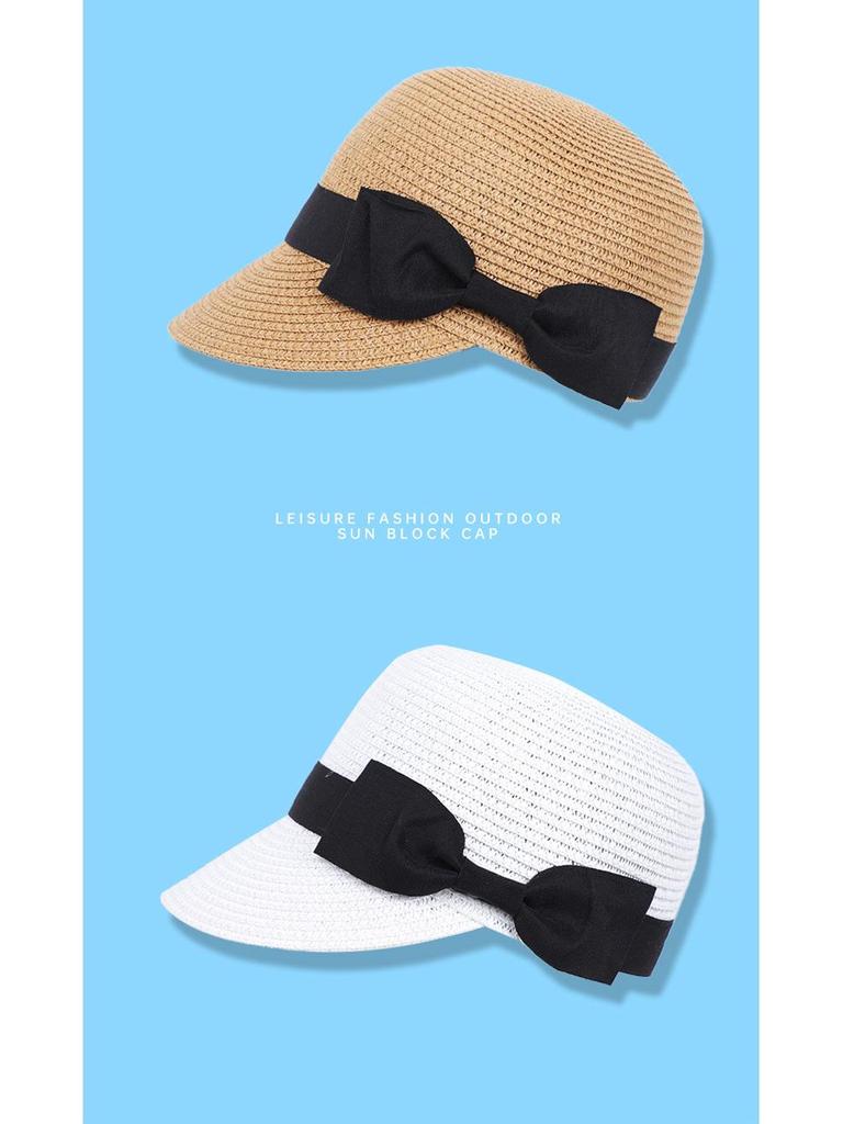 Women's Japanese-Style Casual Straw Fedora with Bowknot—Ideal for Sunshade and Beach Outings.