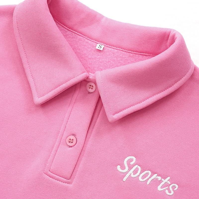 Abito in maglione rosa Barbie stile europeo e americano Abito in maglione in pile pullover a maniche lunghe con ricamo sportivo LOGO