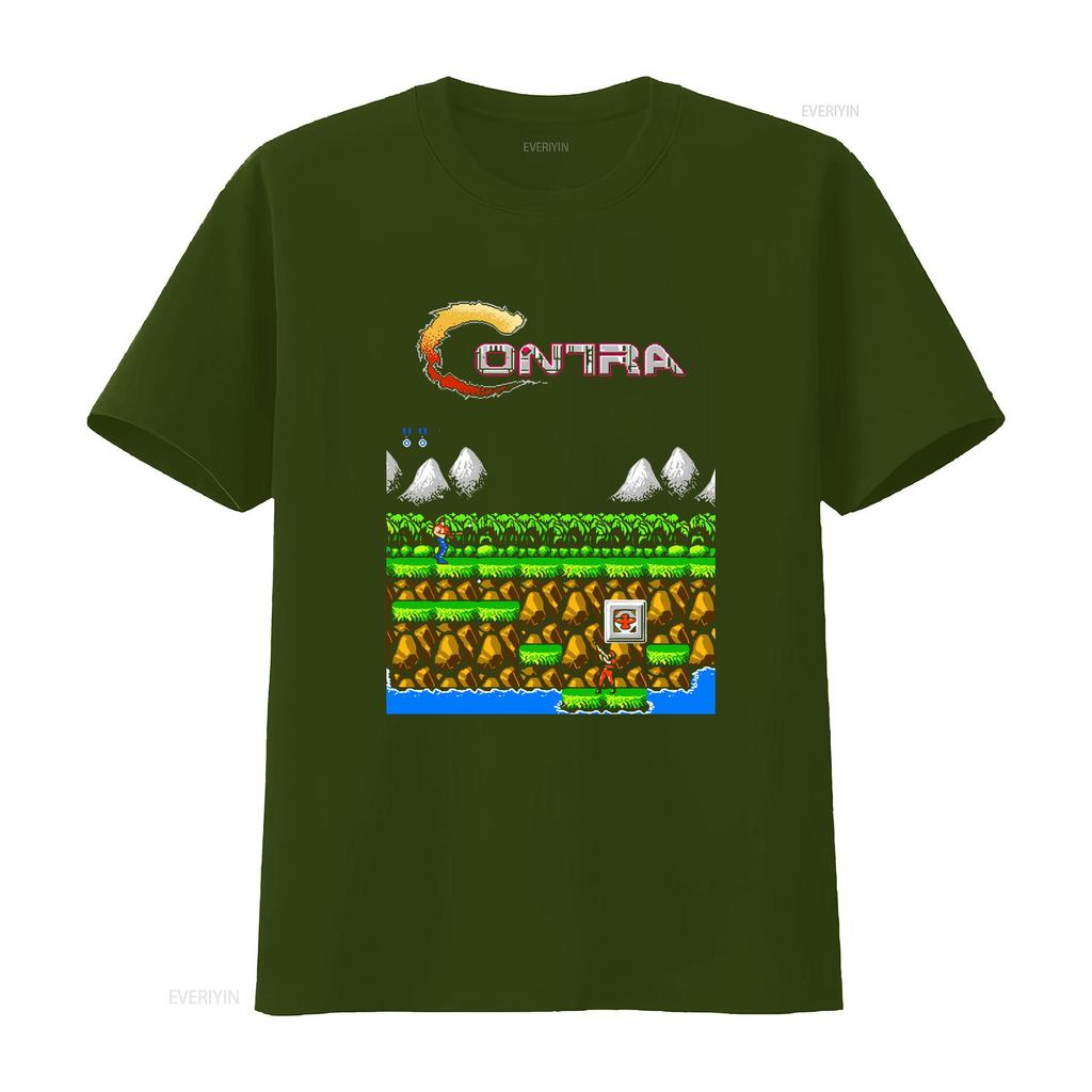 Contra gryzor stage 1 NES Famicom hra 8bitová obrazovka Tričko Arkádová klasika vintage retro design všechny velikosti vintage Vyprané