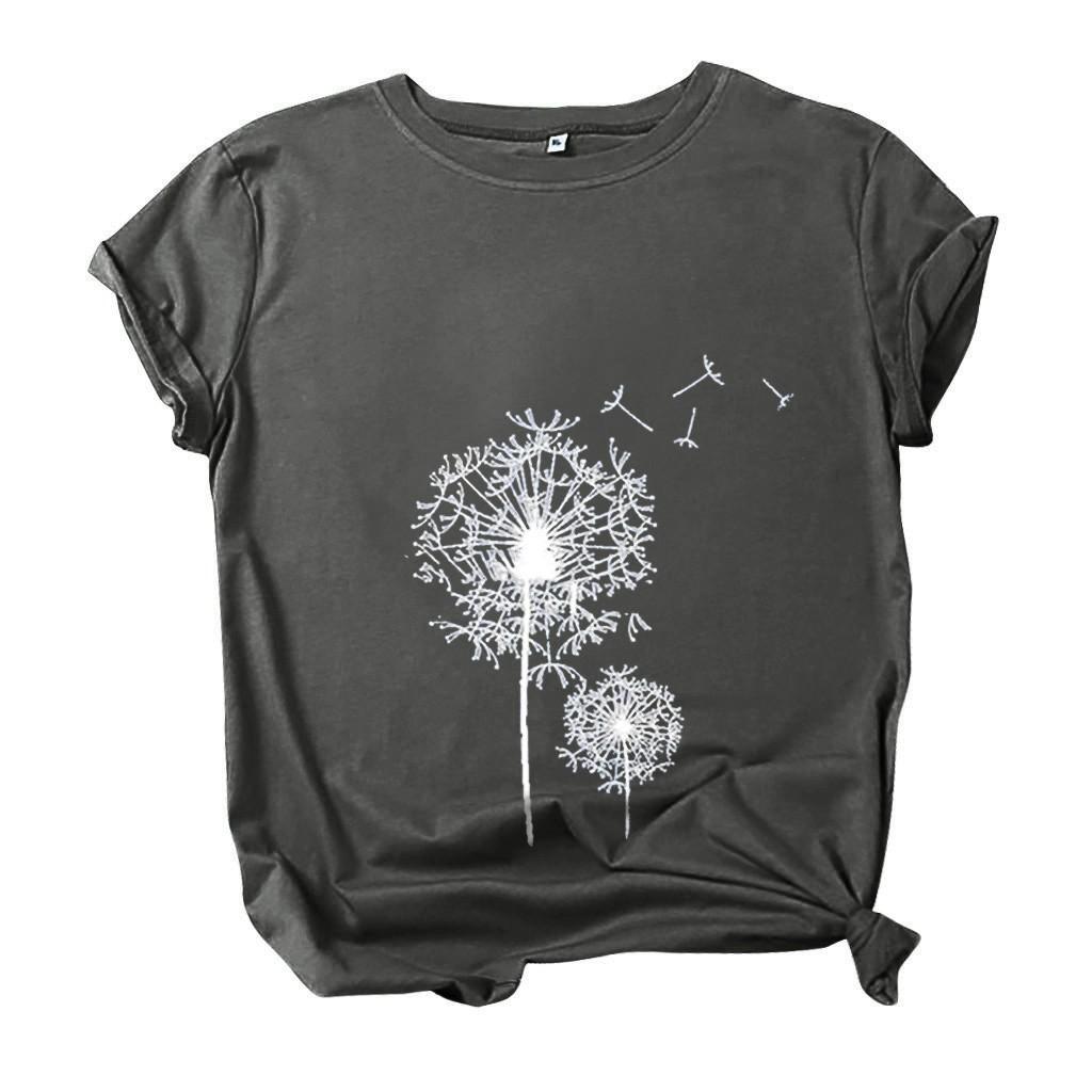 Fashion Women's Casual Print Short Sleeves Loose T-Shirt Blouse Tops