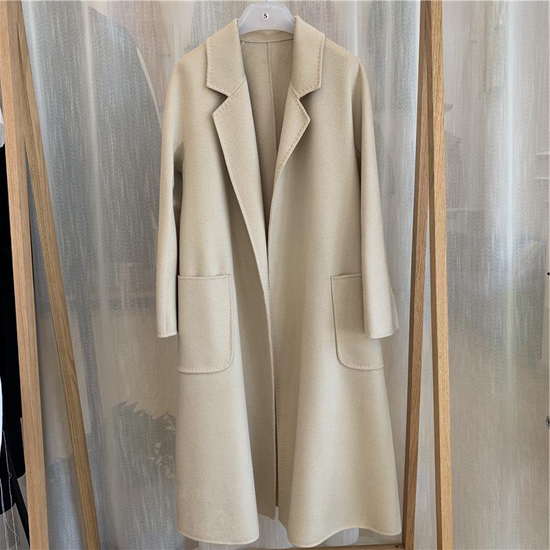 M Family Water Ripple High-End Women's Double-Sided Cashmere Coat