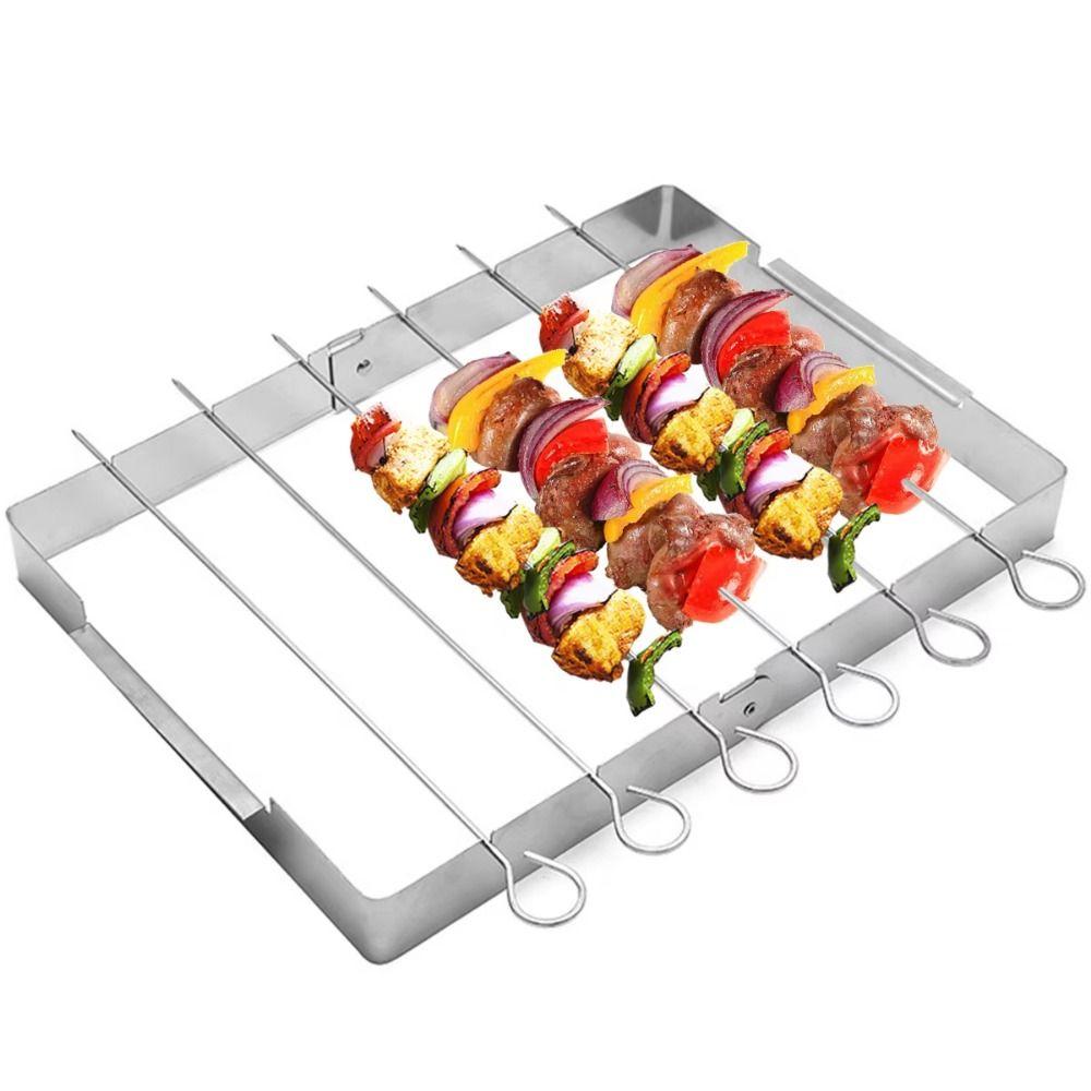 Foldable BBQ Skewer Rack Set Stainless Steel Outdoor Grill Tools BBQ Grill Rack  Picnic