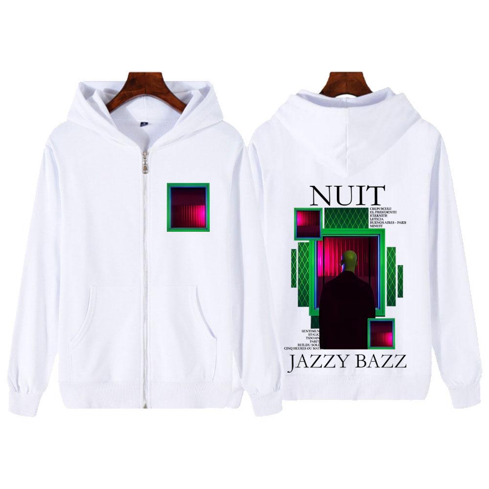 Rapper Jazzy Bazz Nuit Album Graphic Zipper Hoodie Men Women High Quality Sweatshirt Vintage Oversized Gothic Zip Up Sportswear