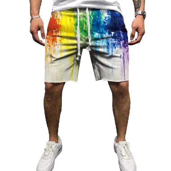 European And American Men'S Summer New 3D Printed Drawstring Loose Sports Shorts Men'S Beach Pants