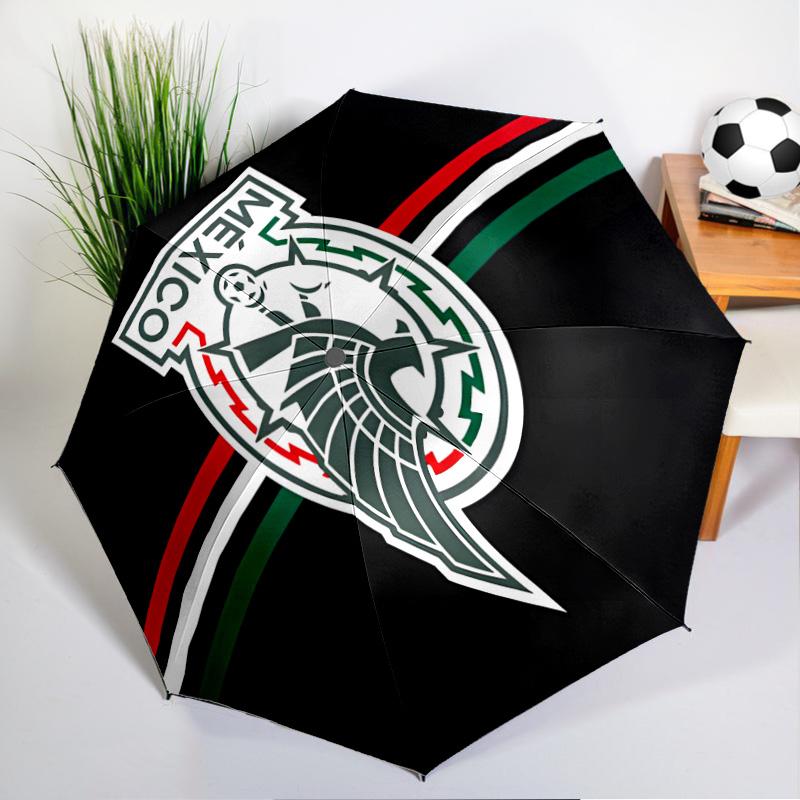 Mexico Football Crest Umbrella - Automatic Open/Close, Compact 8-Rib Lightweight Umbrella Essential for outdoorPicnic Accessory Fan Gifts