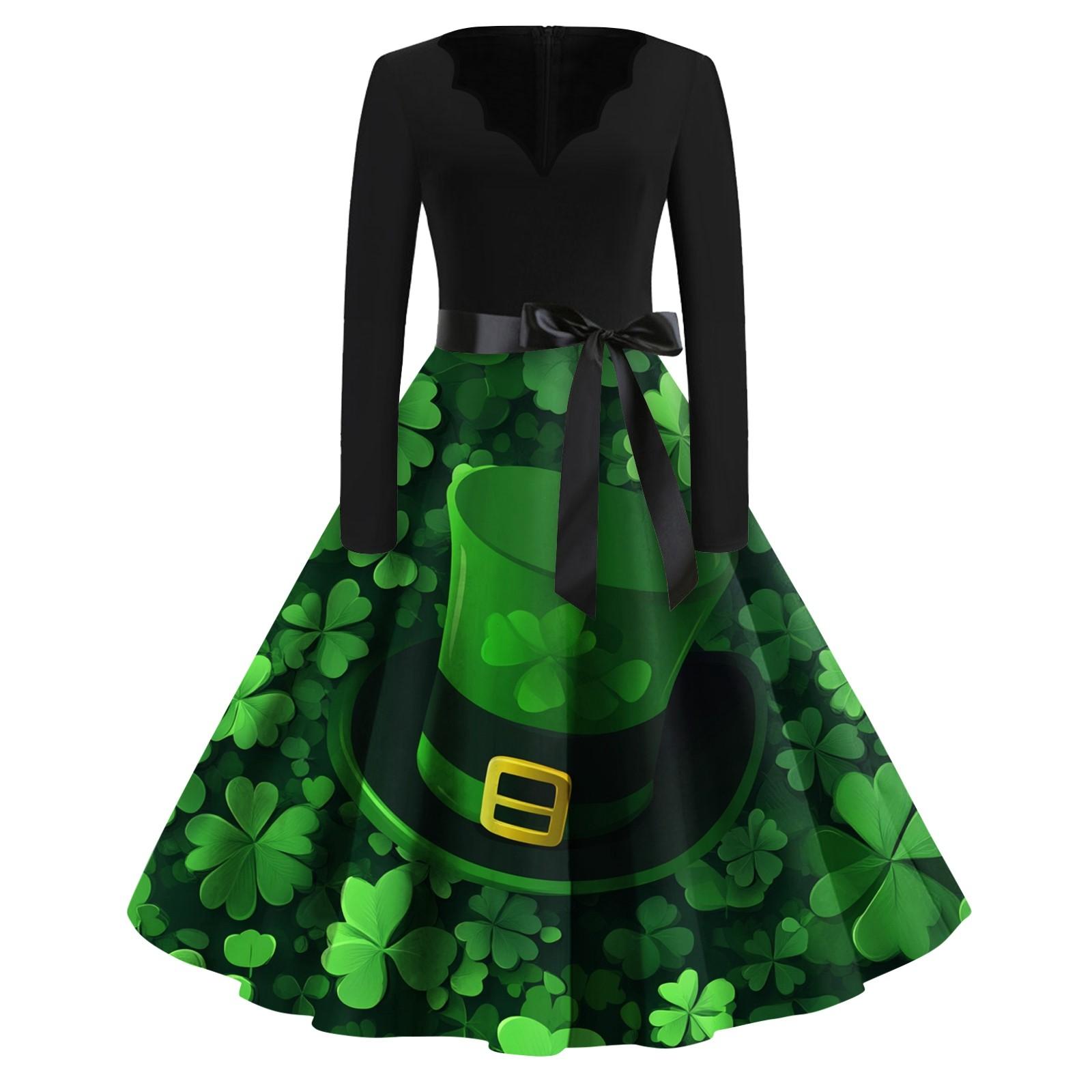 

Жіноча мода V-подібний виріз Повсякденний Слім Ст. Сукня з довгими рукавами з принтом Patrick XL