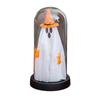 Halloween Indoor Ghost Decoration Light Up Ghost in Glass Cloche with Wood Base Cute Ghost Night Light for Home Kitchen Mantel Shelf Fireplace Decor