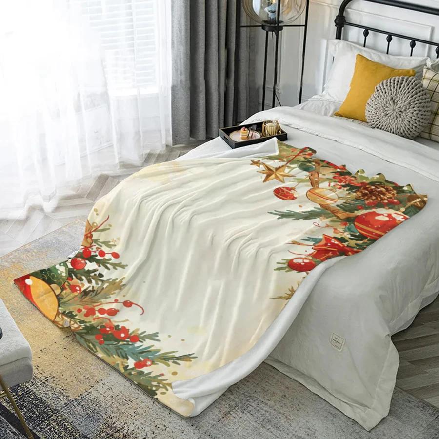 

Christmas Plaid Blanket Microfiber Flannel Cover Blanket Bedroom Living Room Sofa Soft And Comfortable Home Decoration 130x150cm