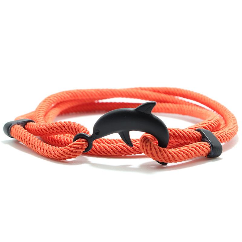 New Dolphin Bracelet Men 4mm Nylon Cord Chain Braclet Homme Bohemia Woven Adjustable Braslet Beach Leisure Accessories Pulseira