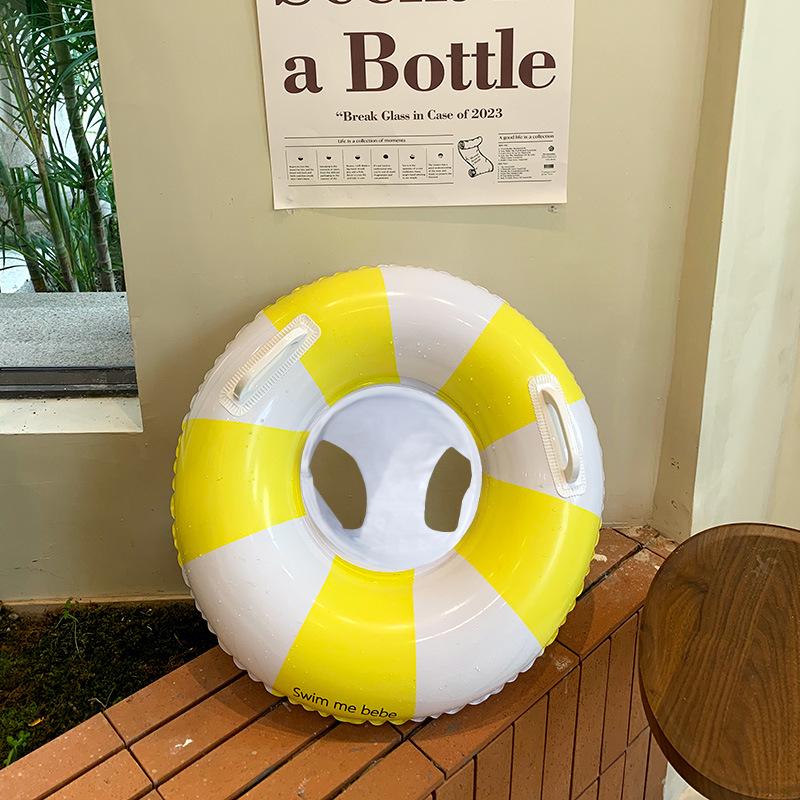 Yellow Sun Protection Baby Swimming Seat Ring - Anti-Rollover Design