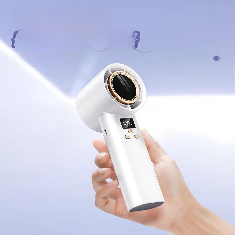 Handheld Usb Rechargeable Bladefree Fan With Digital Display For Travel And Outdoor Use