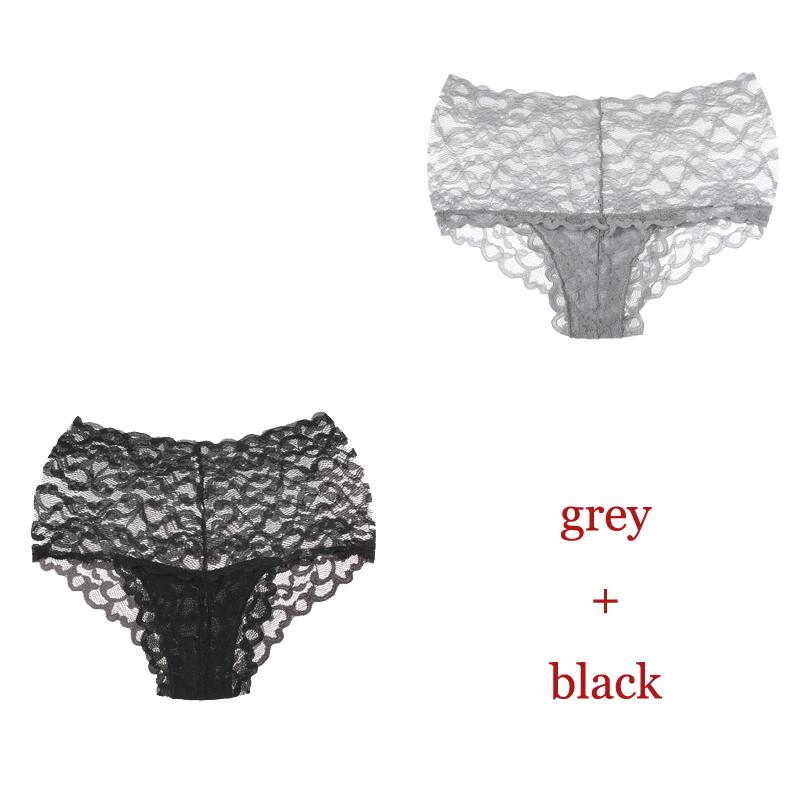 CINOON 2Pcs/lot New Panties Women Lace Underwear Sexy High Waist Briefs Embroidery G String Underpant Solid Transparent Female Lingerie