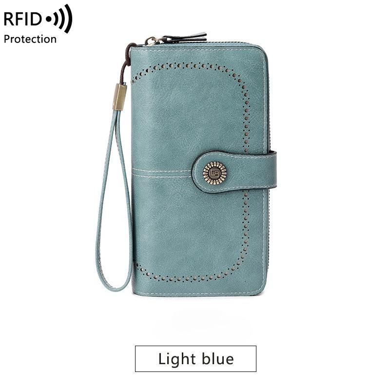 Portafoglio da donna di alta qualità Portafogli in pelle antifurto RFID per donna Porta carte da donna con cerniera lunga Pochette da donna grande