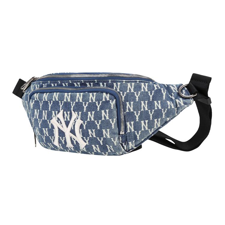 New MLB Monogram Collection Cotton Crossbody Bag, Fanny Pack Unisex Denim Blue 32BGCD011-50U
