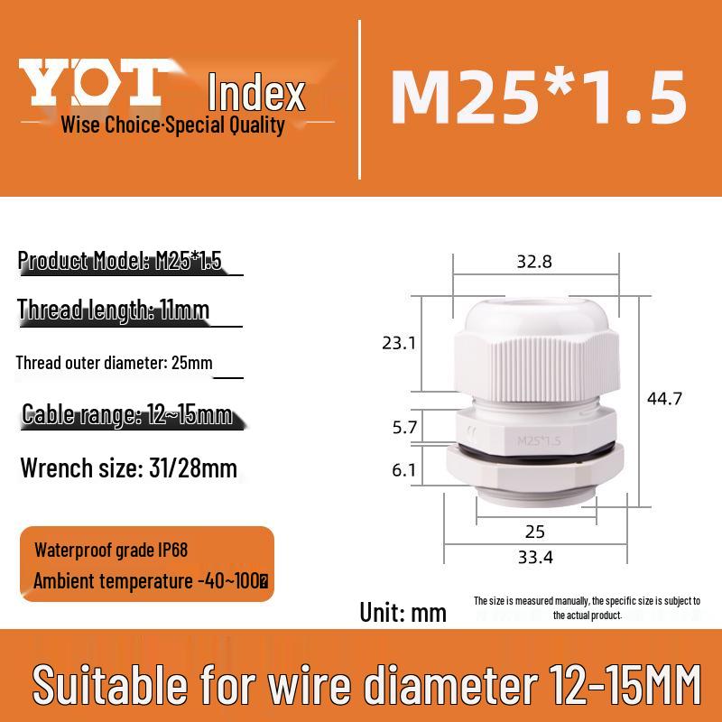 Waterproof Nylon Cable Connector M20*1.5 Plastic Sealing Gland Industrial Accessory
