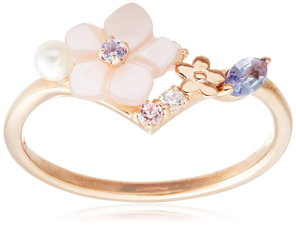 BLOOM 10K Pink December Birth Christmas Japanese Size 9 [Official] Women's Ring, Gold, Flower, Rose, 0168-9953-0019-0009,