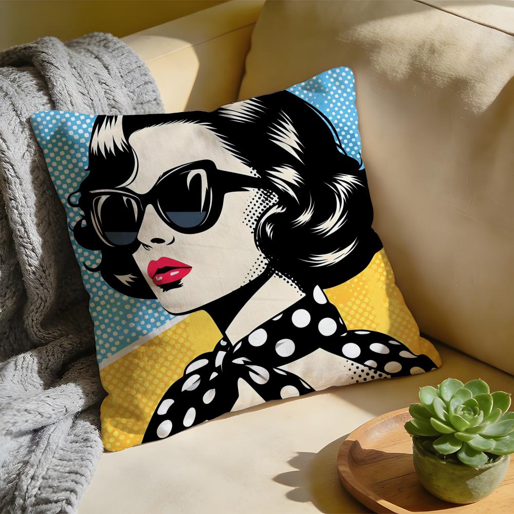 Cushion Cover Washed Linen Soft Breathable Decorative Case for Sofa Home Pillow Cover Roy Lichtenstein
