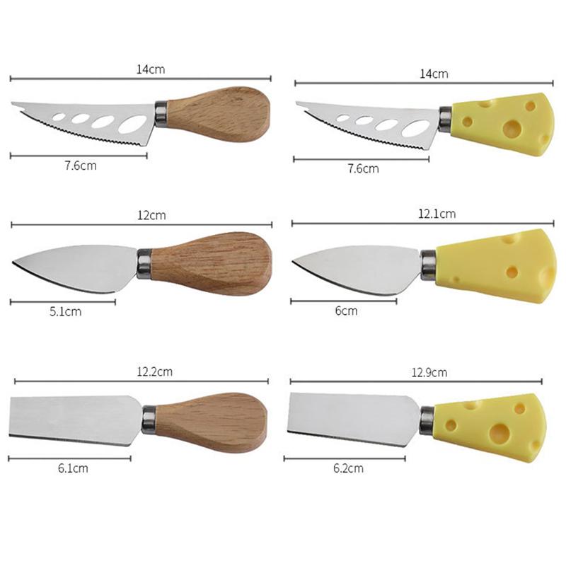 6PCS/SET Steel Stainless Cheese Knives With Bamboo Wood Handle Cheese Slicer Cheese