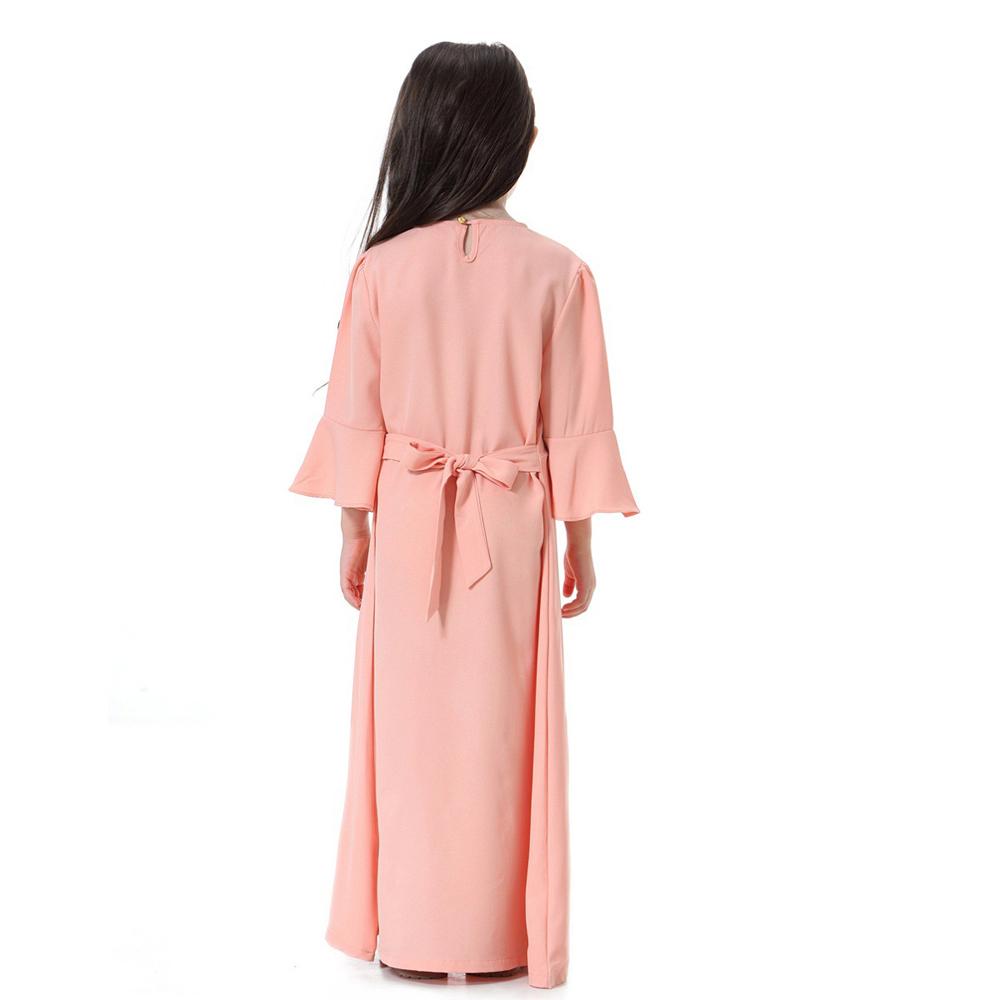 Muslim Kids Girls Prayer Dress Hijab Abaya Robe Arab Dubai Children Ramadan Kaftan Headscarf Islamic Eid Party Gown Jilbab