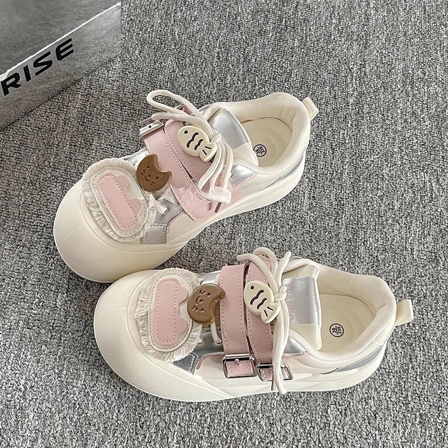 Fashion 2025 New Korea-Style Chunky Sneakers Women White Platform School Shoes Versatile Spring Casual Fashion Platform Sneakers