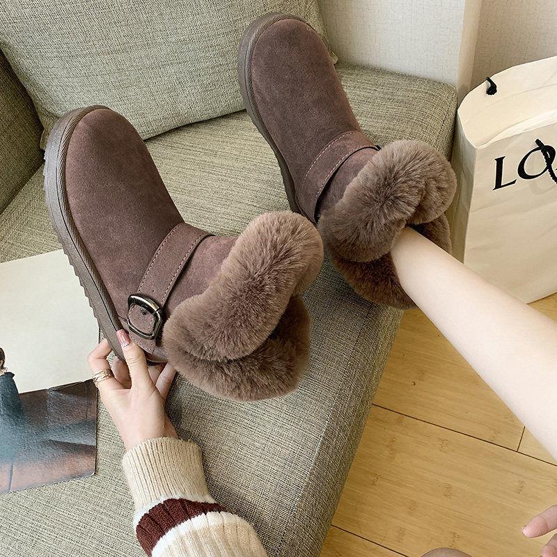 2025 nye snøstøvler dame student korte støvletter vinter bomullssko damestøvler koreansk versjon tykkere fløyelssko
