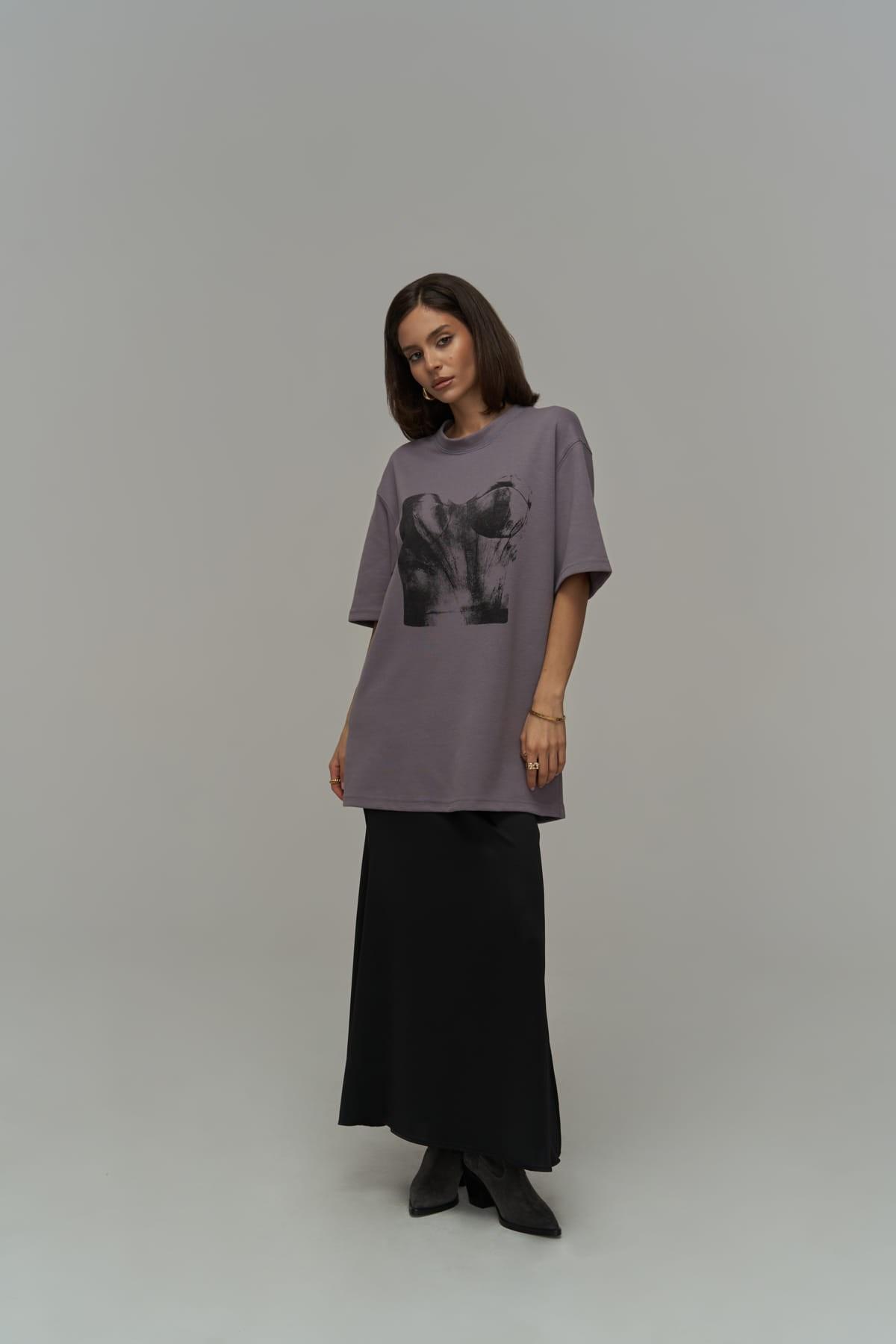 

Корсет Серая Сиреневая Футболка Oversize L лиловый
