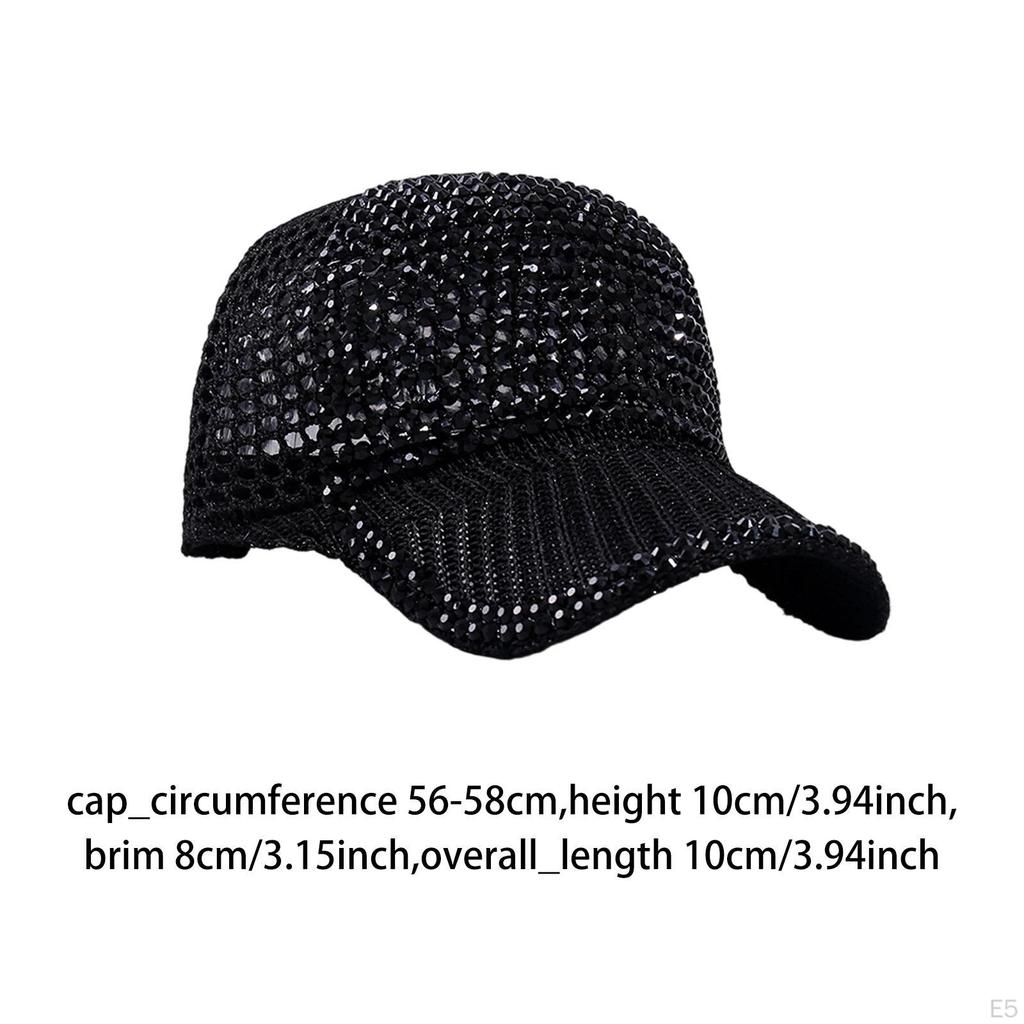 Mesh Rhinestone Baseball Cap Breathable Duckbill Adjustable Summer Beach Sun Hat Protection