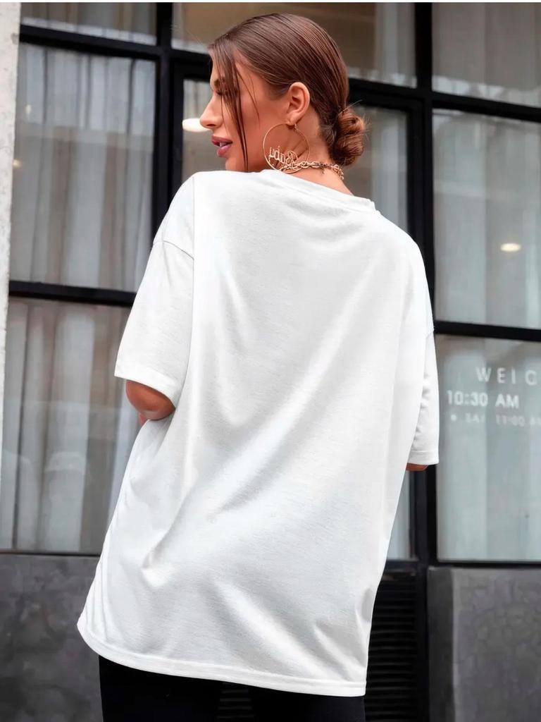 2025 Hong Kong Style Women's Cartoon Bear Graffiti Short-Sleeve Tee - Casual Hip-Hop Couples' Top
