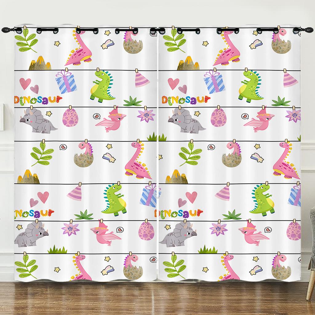 Curtain Flower Fresh Illustration Animal 3D Digital Printing Blackout Curtain Punching