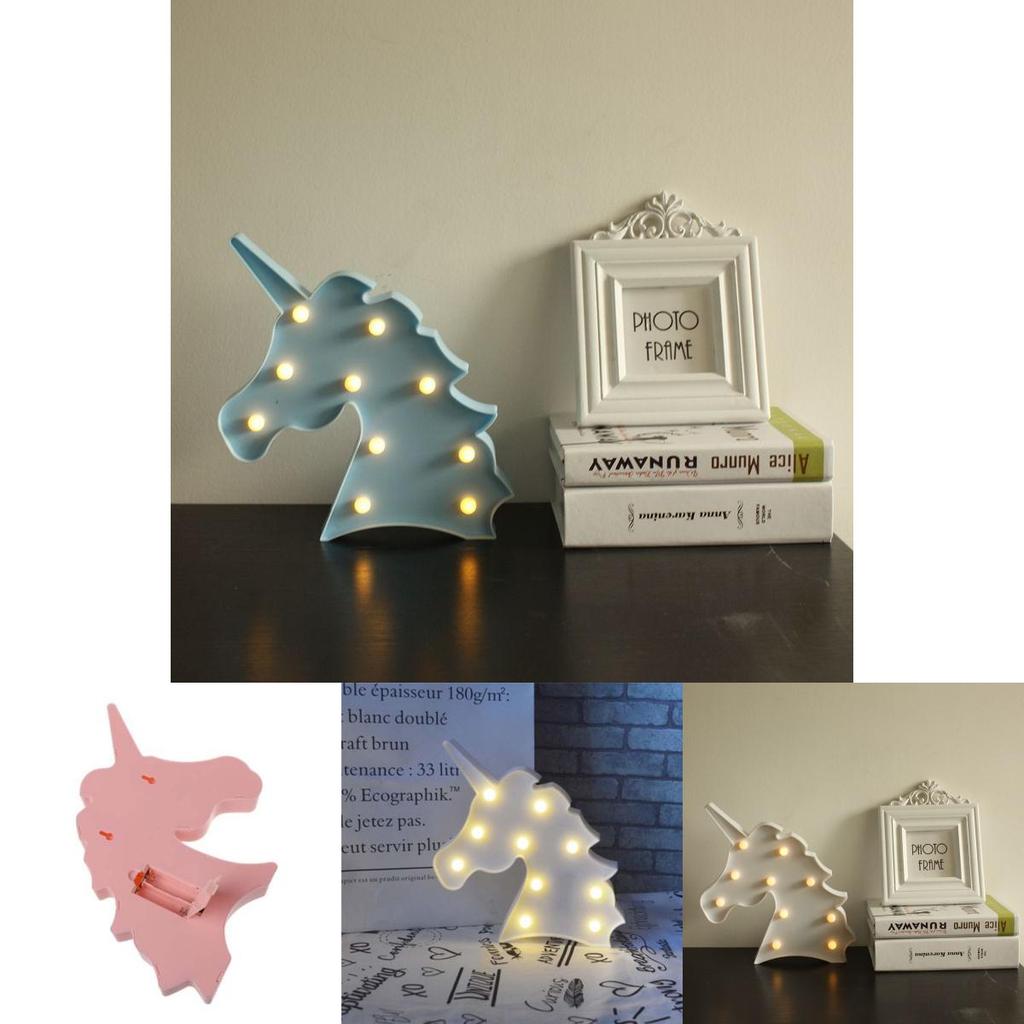 Adorable Cute Unicorn Head Led Letter Table Lamp Perfect For Children's Room Decor