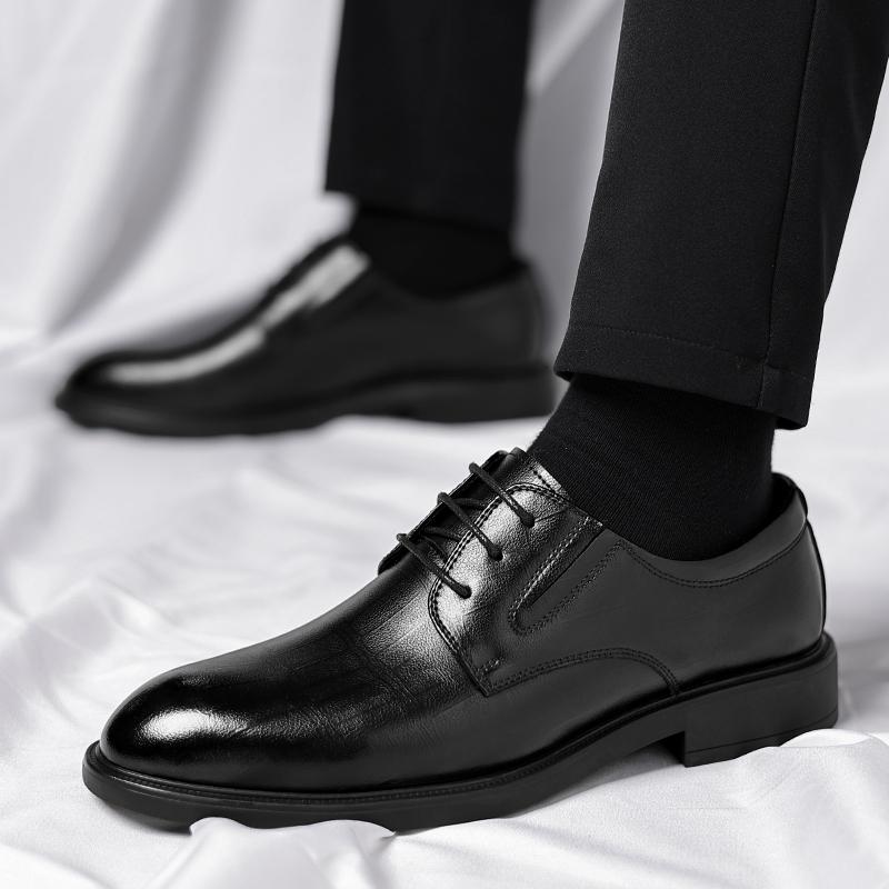 Fashion 3/6/8 CM Elevator Shoes Men Dress Shoes Black Soft Leather Men Heighten Formal Shoes Casual Business Men Oxfords Suit Shoes
