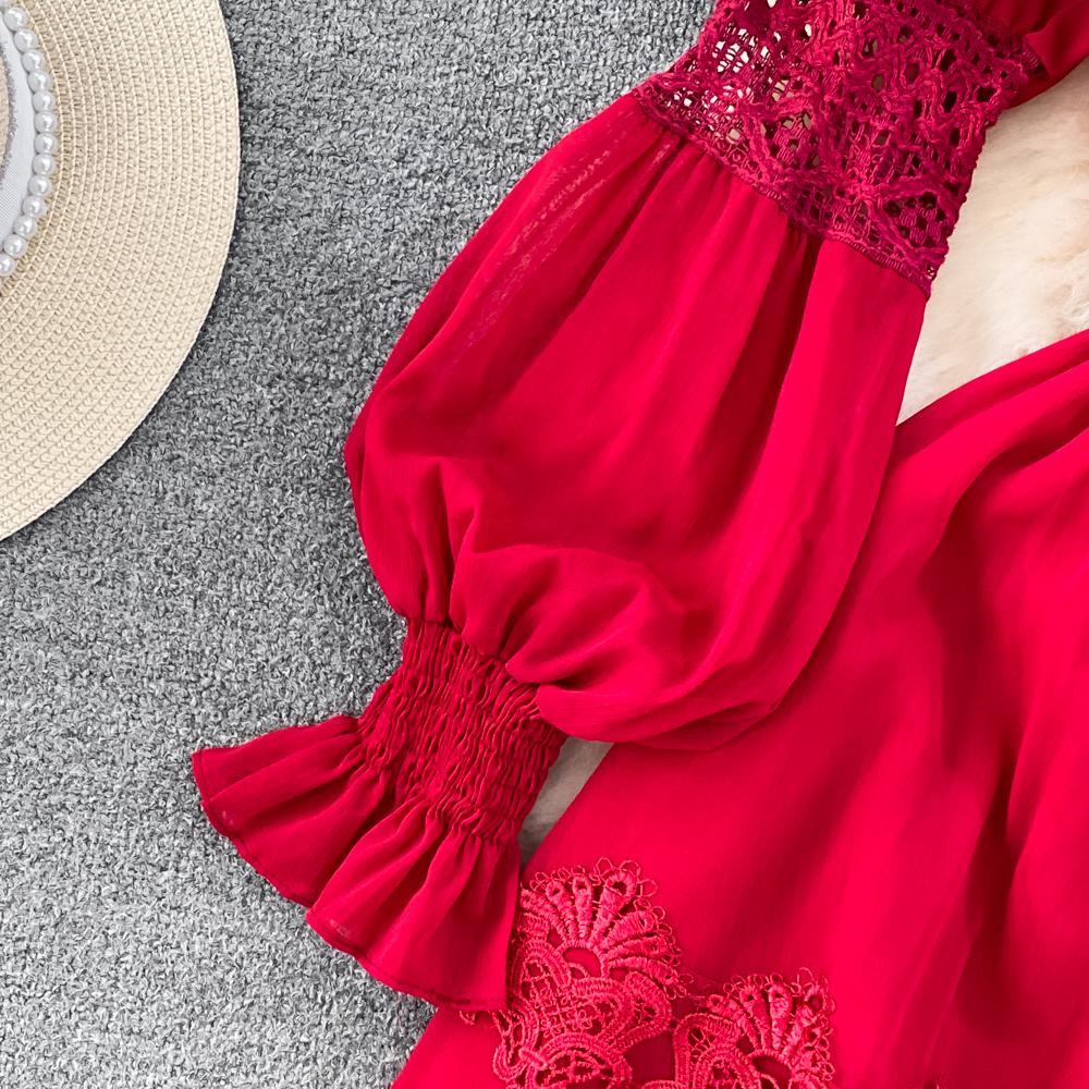 Новое повседневное весенне-летнее однотонное тонкое полное женское платье трапециевидной — фото 10