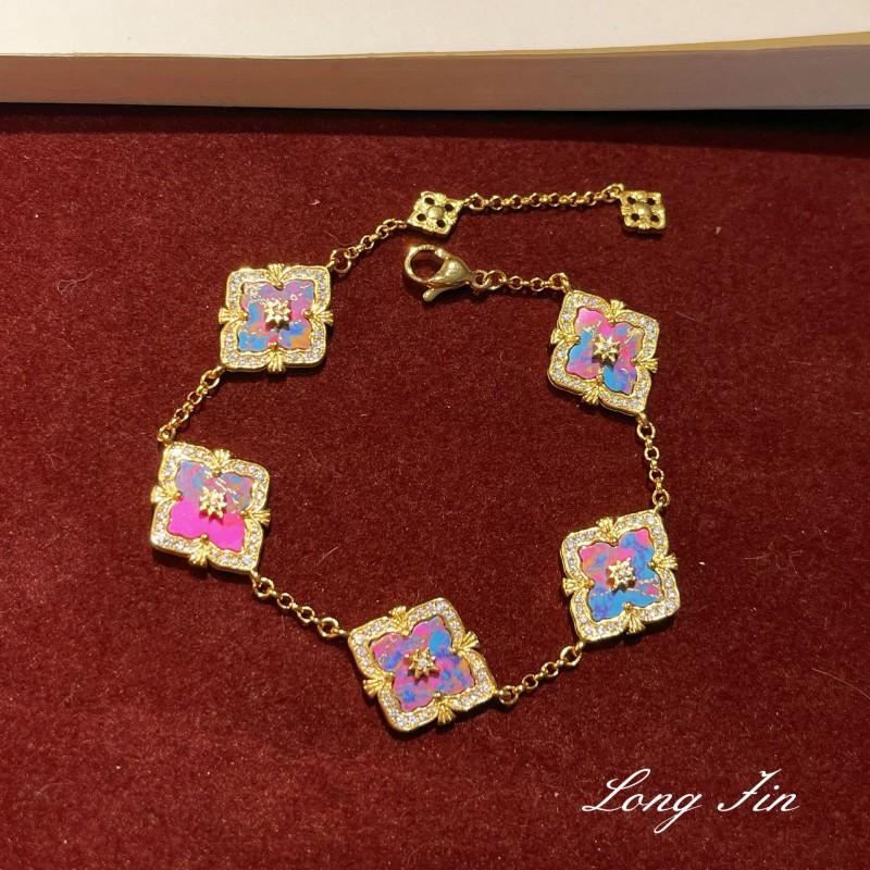 Elegant Vintage Style Floral Gemstone Clover Jewelry Set Women - Necklace Bracelet Earrings