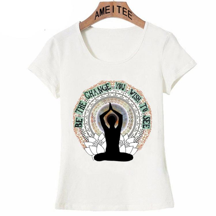 Yo Ga Girl Multi Arms Chakra Buddha Mandala Chakra Power Centers Zen T Shirt Summer